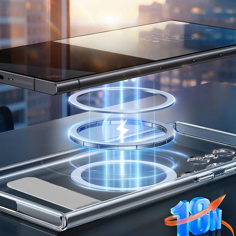 Galaxy S24 Ultra Kılıf Magsafe Şarj Özellikli Kamera Korumalı Standlı Wiwu KCC-025 Aurora Serisi Kapak Şeffaf