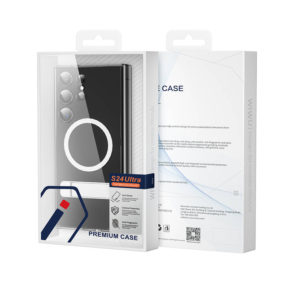 Galaxy S24 Ultra Kılıf Magsafe Şarj Özellikli Kamera Korumalı Standlı Wiwu KCC-025 Aurora Serisi Kapak Şeffaf