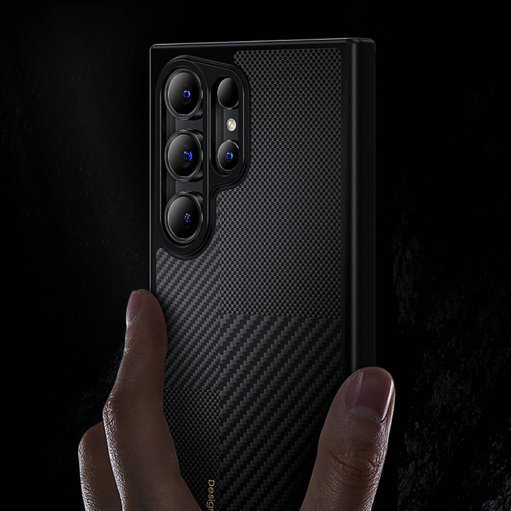 Galaxy S24 Ultra Kılıf Magsafe Şarj Özellikli Karbon Fiber Benks Montage Hybrid ArmorPro Kevlar Kapak Siyah