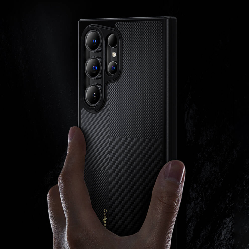 Galaxy S24 Ultra Kılıf Magsafe Şarj Özellikli Karbon Fiber Benks Montage Hybrid ArmorPro Kevlar Kapak Siyah