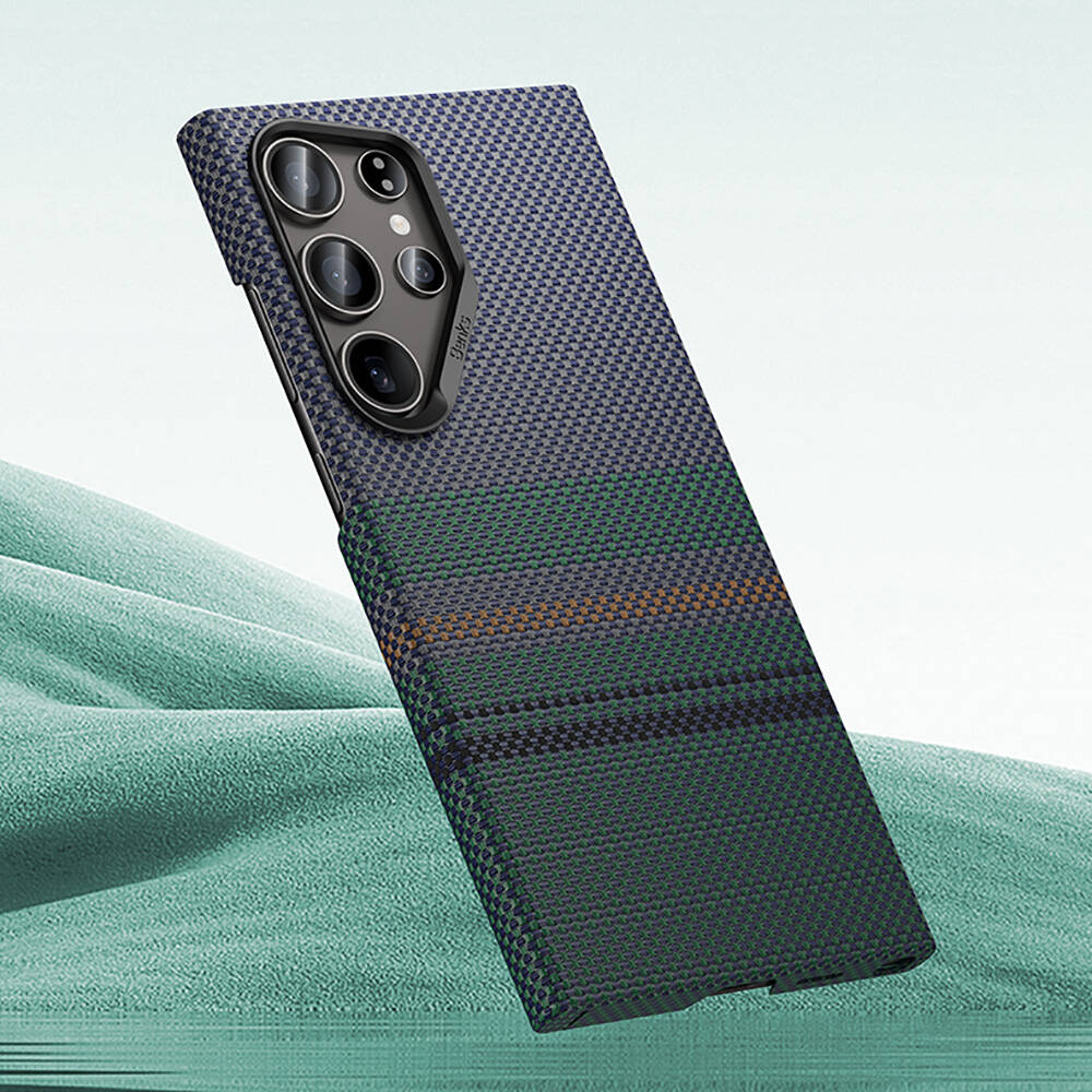 Galaxy S24 Ultra Kılıf Magsafe Şarj Özellikli Karbon Fiber Tasarımlı Benks Aurora ArmorAir Kevlar Kapak Siyah