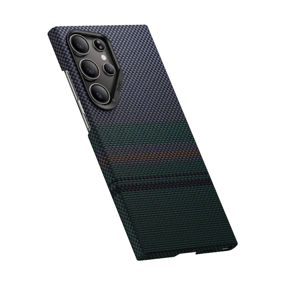 Galaxy S24 Ultra Kılıf Magsafe Şarj Özellikli Karbon Fiber Tasarımlı Benks Aurora ArmorAir Kevlar Kapak Siyah