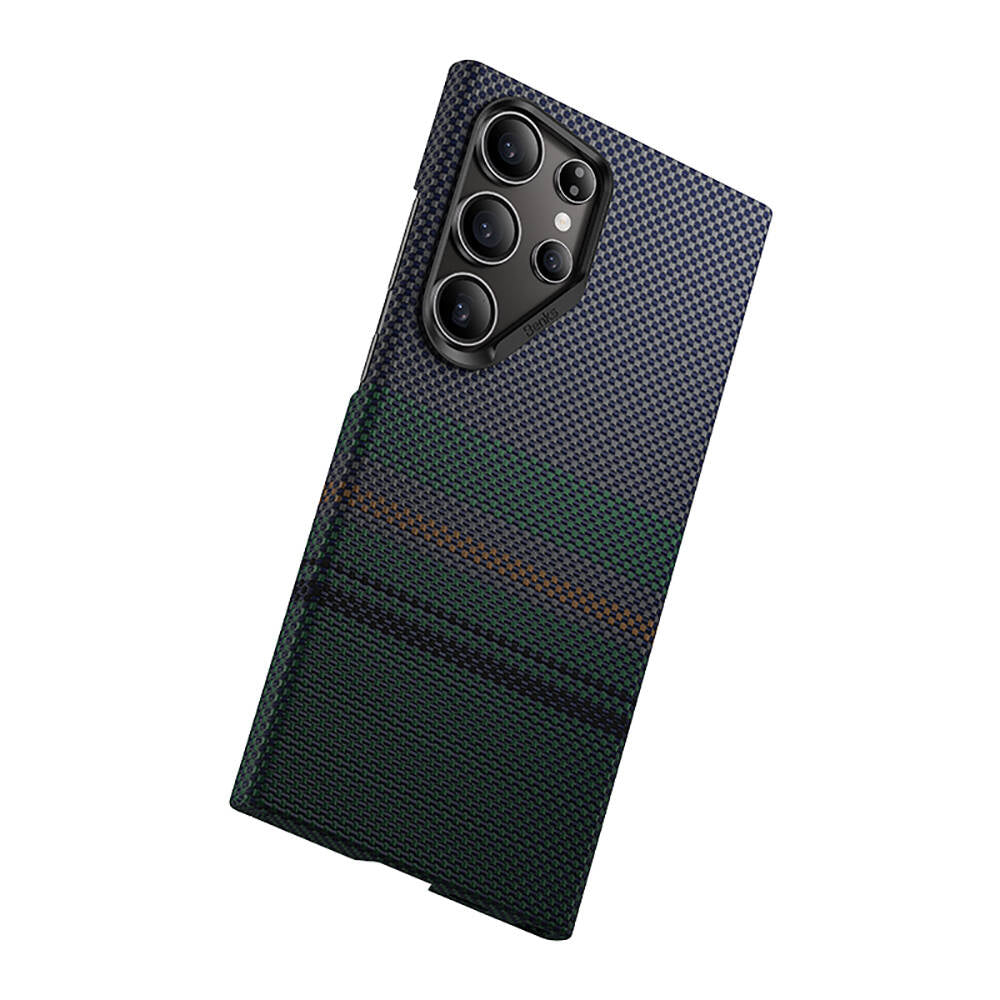 Galaxy S24 Ultra Kılıf Magsafe Şarj Özellikli Karbon Fiber Tasarımlı Benks Aurora ArmorAir Kevlar Kapak Siyah