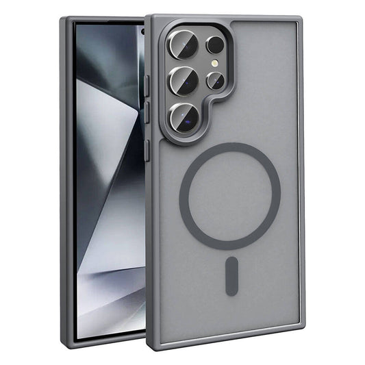 Galaxy S24 Ultra Kılıf M-safe Şarj Özellikli Mat Arka Yüzey Zore Sio Kapak Gri