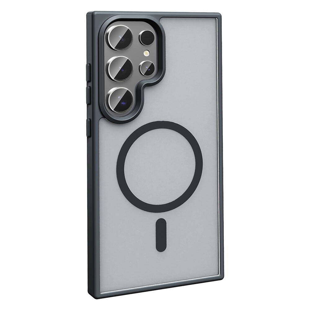 Galaxy S24 Ultra Kılıf M-safe Şarj Özellikli Mat Arka Yüzey Zore Sio Kapak Siyah