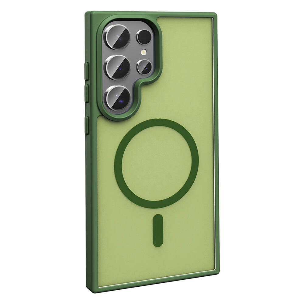 Galaxy S24 Ultra Kılıf M-safe Şarj Özellikli Mat Arka Yüzey Zore Sio Kapak Lacivert