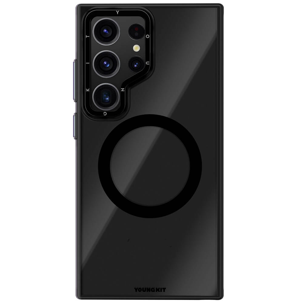 Galaxy S24 Ultra Kılıf Magsafe Şarj Özellikli Sararma Önleyici Youngkit Crystal Grid Kapak Siyah
