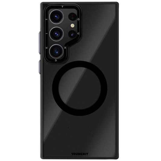 Galaxy S24 Ultra Kılıf Magsafe Şarj Özellikli Sararma Önleyici Youngkit Crystal Grid Kapak Siyah