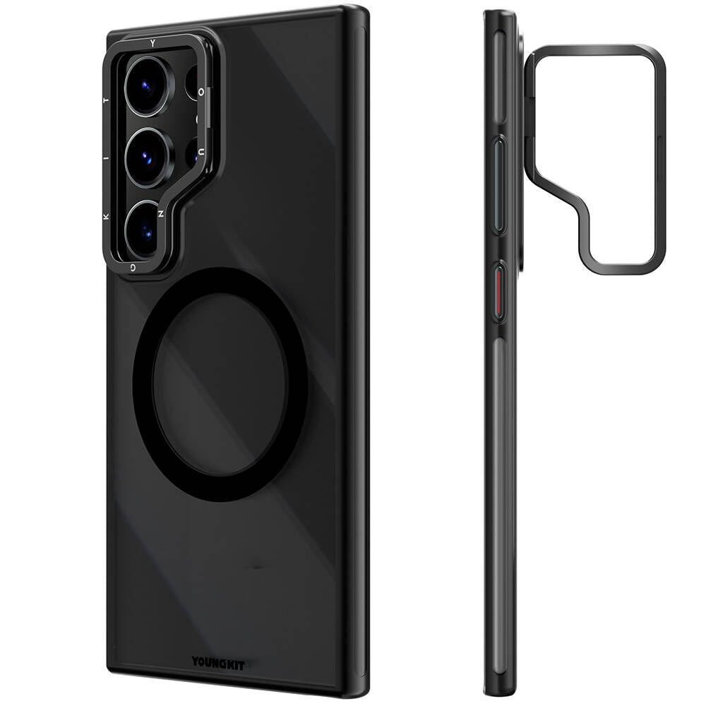 Galaxy S24 Ultra Kılıf Magsafe Şarj Özellikli Sararma Önleyici Youngkit Crystal Grid Kapak Gold