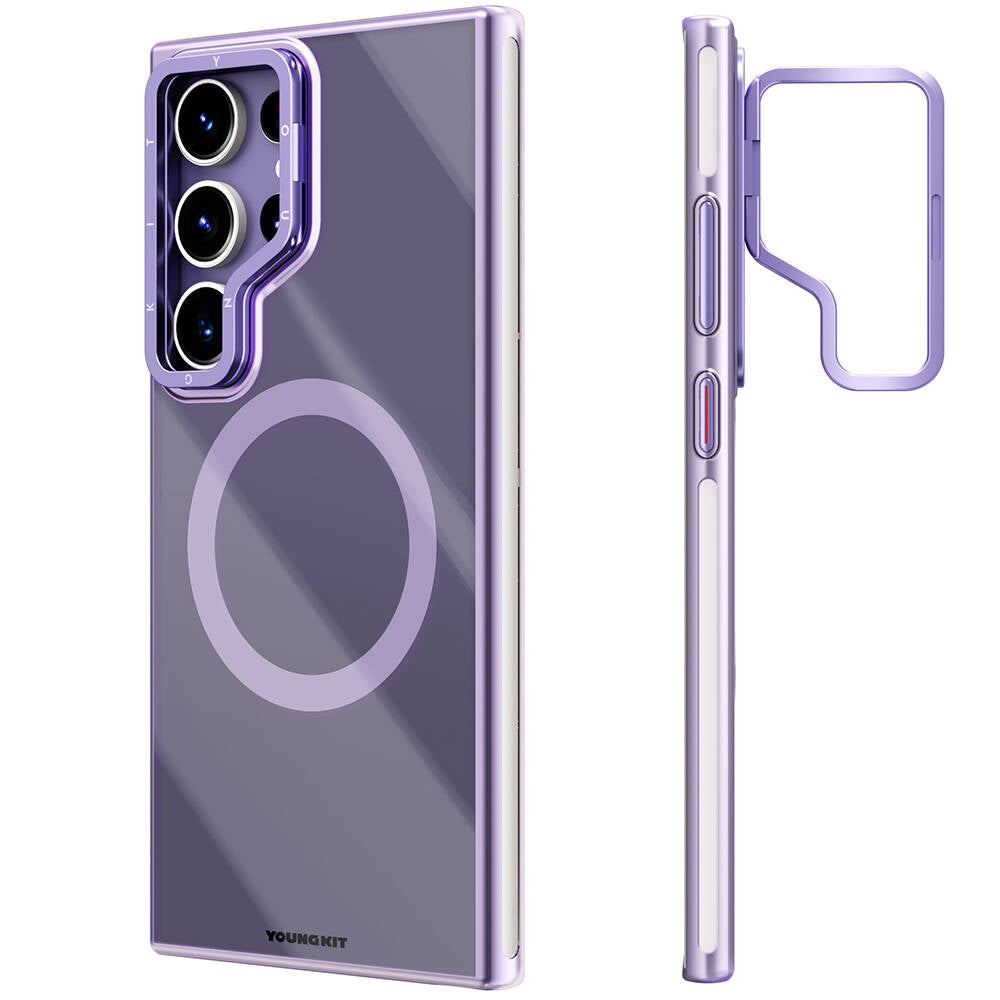 Galaxy S24 Ultra Kılıf Magsafe Şarj Özellikli Sararma Önleyici Youngkit Crystal Grid Kapak Gold