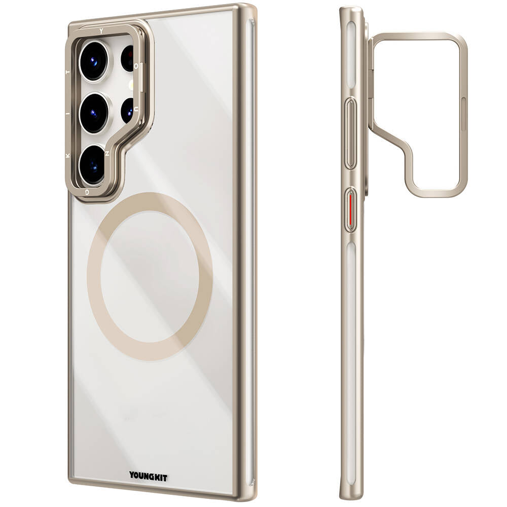 Galaxy S24 Ultra Kılıf Magsafe Şarj Özellikli Sararma Önleyici Youngkit Crystal Grid Kapak Mor