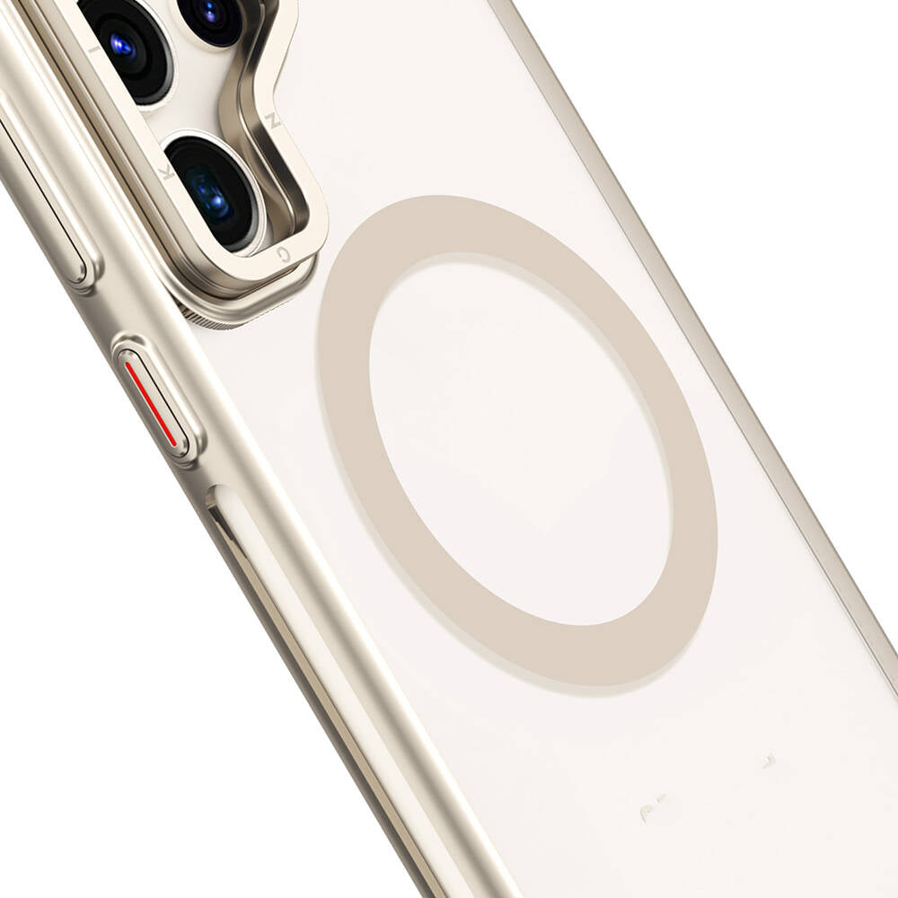 Galaxy S24 Ultra Kılıf Magsafe Şarj Özellikli Sararma Önleyici Youngkit Crystal Grid Kapak Gold