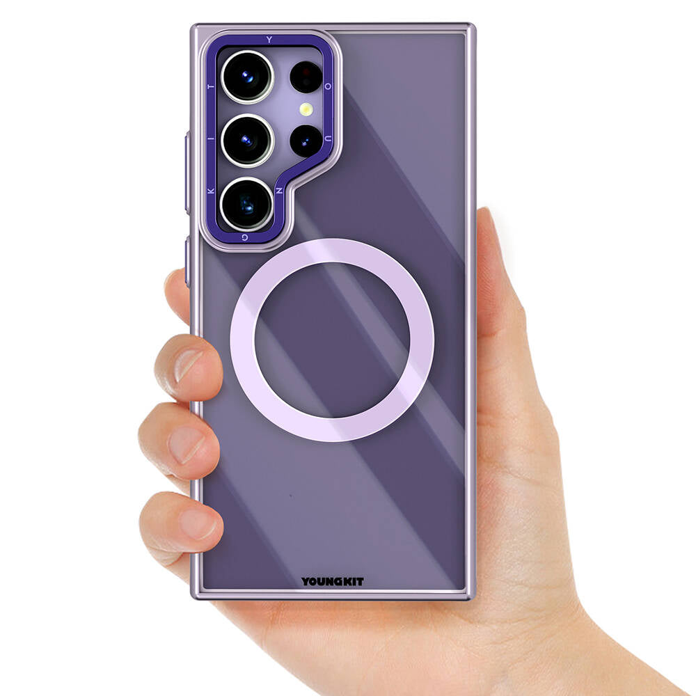 Galaxy S24 Ultra Kılıf Magsafe Şarj Özellikli Sararma Önleyici Youngkit Crystal Grid Kapak Siyah