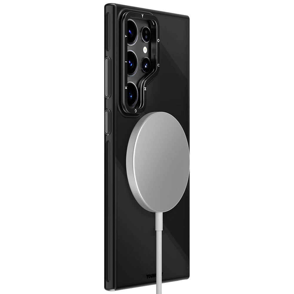 Galaxy S24 Ultra Kılıf Magsafe Şarj Özellikli Sararma Önleyici Youngkit Crystal Grid Kapak Mor