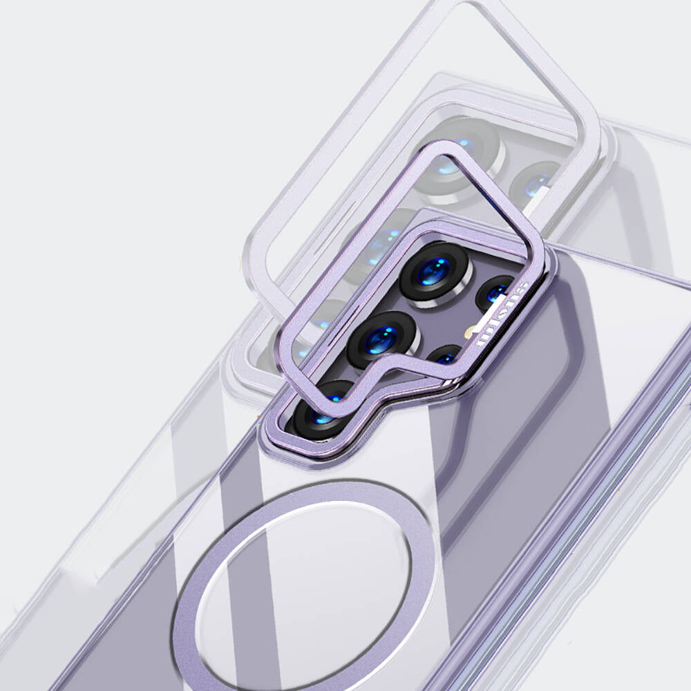 Galaxy S24 Ultra Kılıf Magsafe Şarj Özellikli Wlons Standlı Efsane Kapak Mor