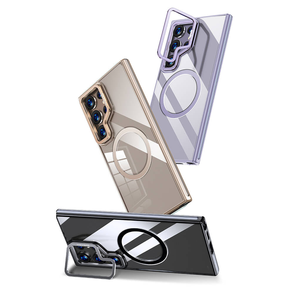 Galaxy S24 Ultra Kılıf Magsafe Şarj Özellikli Wlons Standlı Efsane Kapak Gold