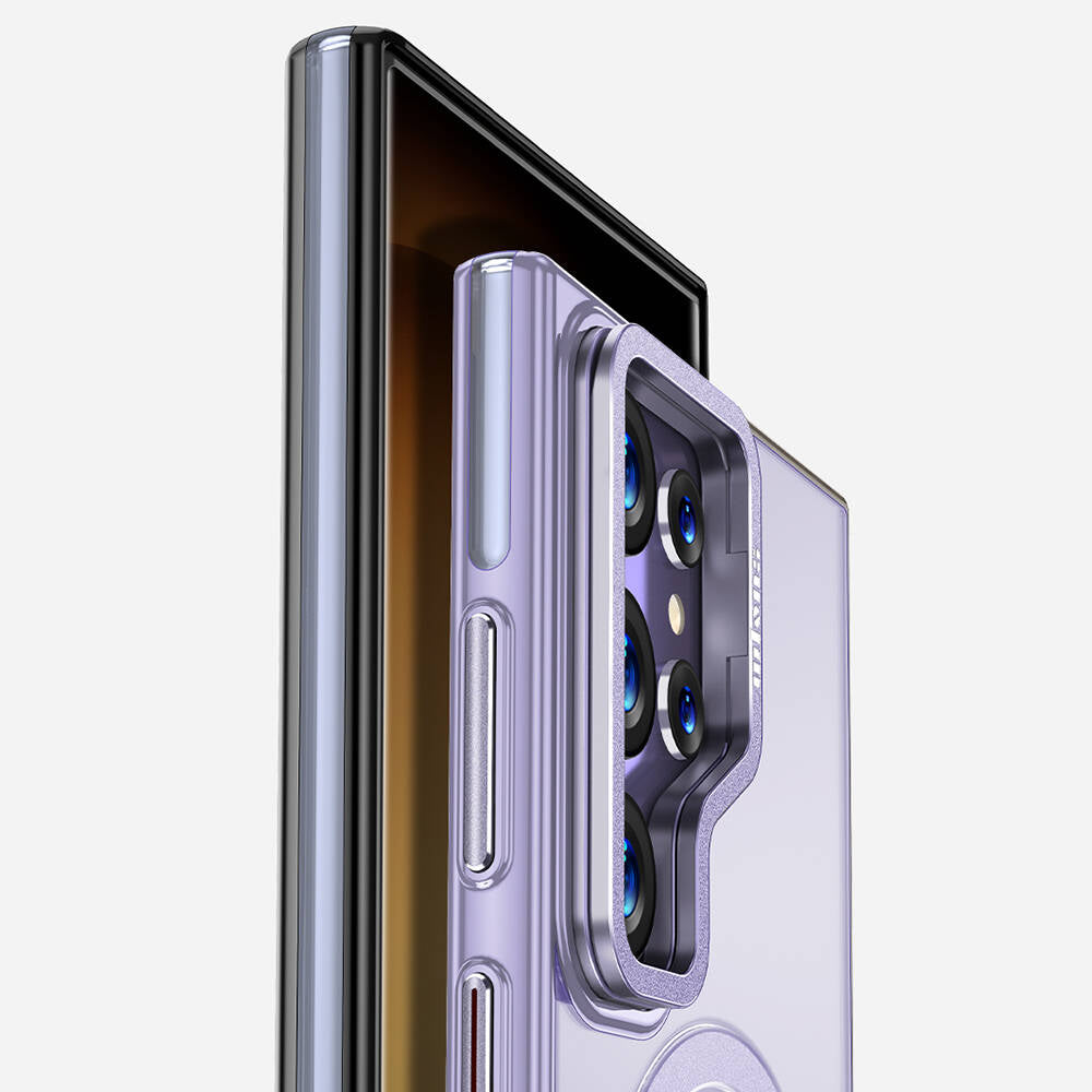 Galaxy S24 Ultra Kılıf Magsafe Şarj Özellikli Wlons Standlı Efsane Kapak Mor