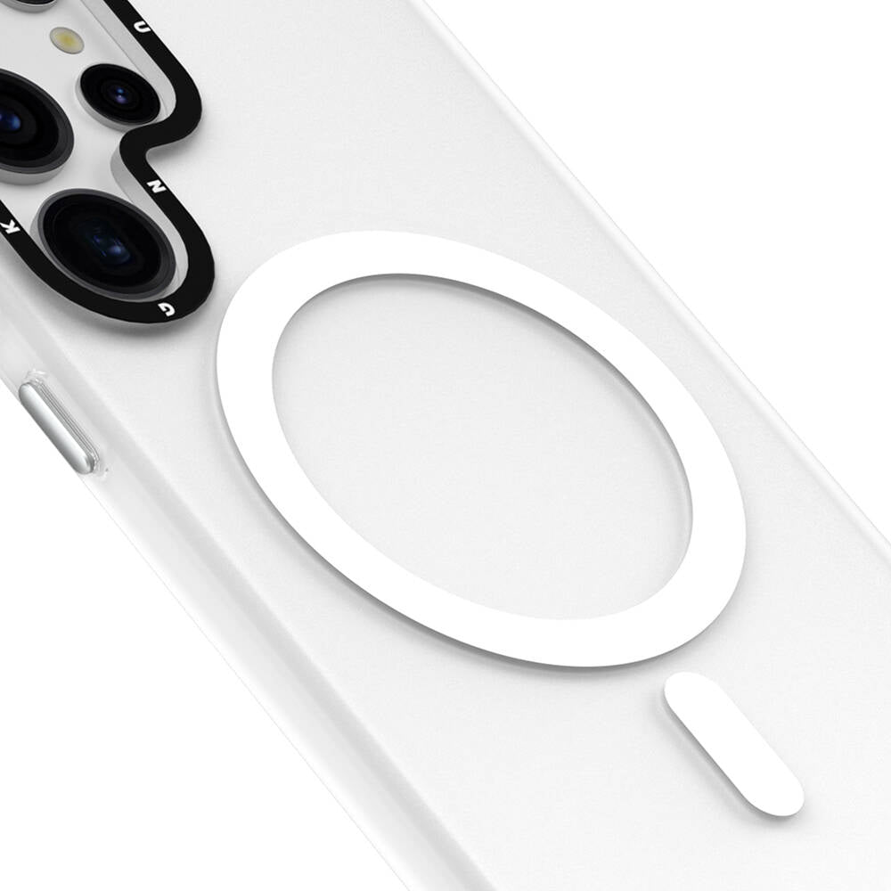 Galaxy S24 Ultra Kılıf Magsafe Şarj Özellikli Youngkit Hidden Sand Serisi Kapak Beyaz