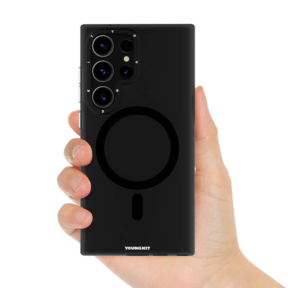 Galaxy S24 Ultra Kılıf Magsafe Şarj Özellikli Youngkit Hidden Sand Serisi Kapak Siyah