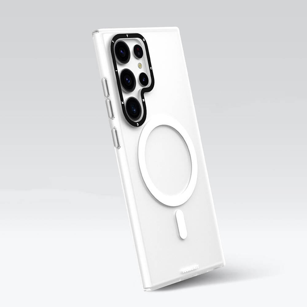 Galaxy S24 Ultra Kılıf Magsafe Şarj Özellikli Youngkit Hidden Sand Serisi Kapak Beyaz