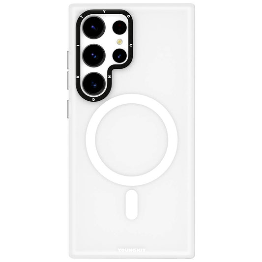 Galaxy S24 Ultra Kılıf Magsafe Şarj Özellikli Youngkit Hidden Sand Serisi Kapak Beyaz