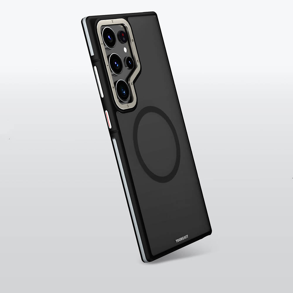 Galaxy S24 Ultra Kılıf Magsafe Şarj Özellikli Youngkit Rock Sand Serisi Kapak Gri