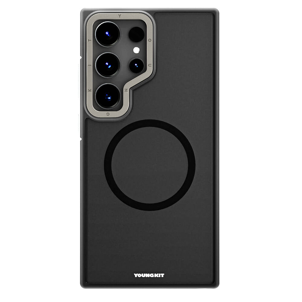 Galaxy S24 Ultra Kılıf Magsafe Şarj Özellikli Youngkit Rock Sand Serisi Kapak Siyah