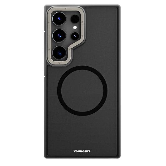 Galaxy S24 Ultra Kılıf Magsafe Şarj Özellikli Youngkit Rock Sand Serisi Kapak Siyah