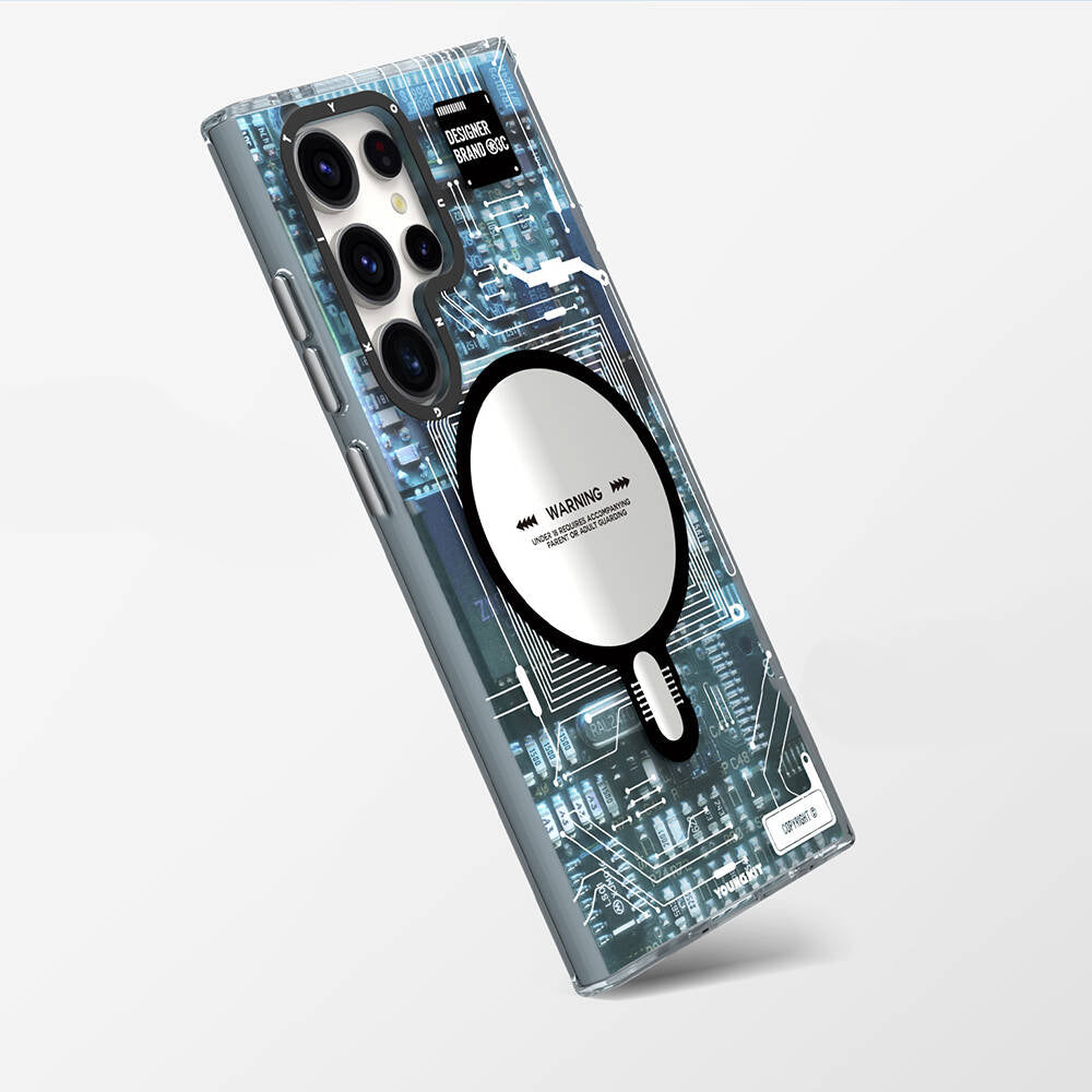 Galaxy S24 Ultra Kılıf Magsafe Şarj Özellikli YoungKit Technology Serisi Kapak Mavi