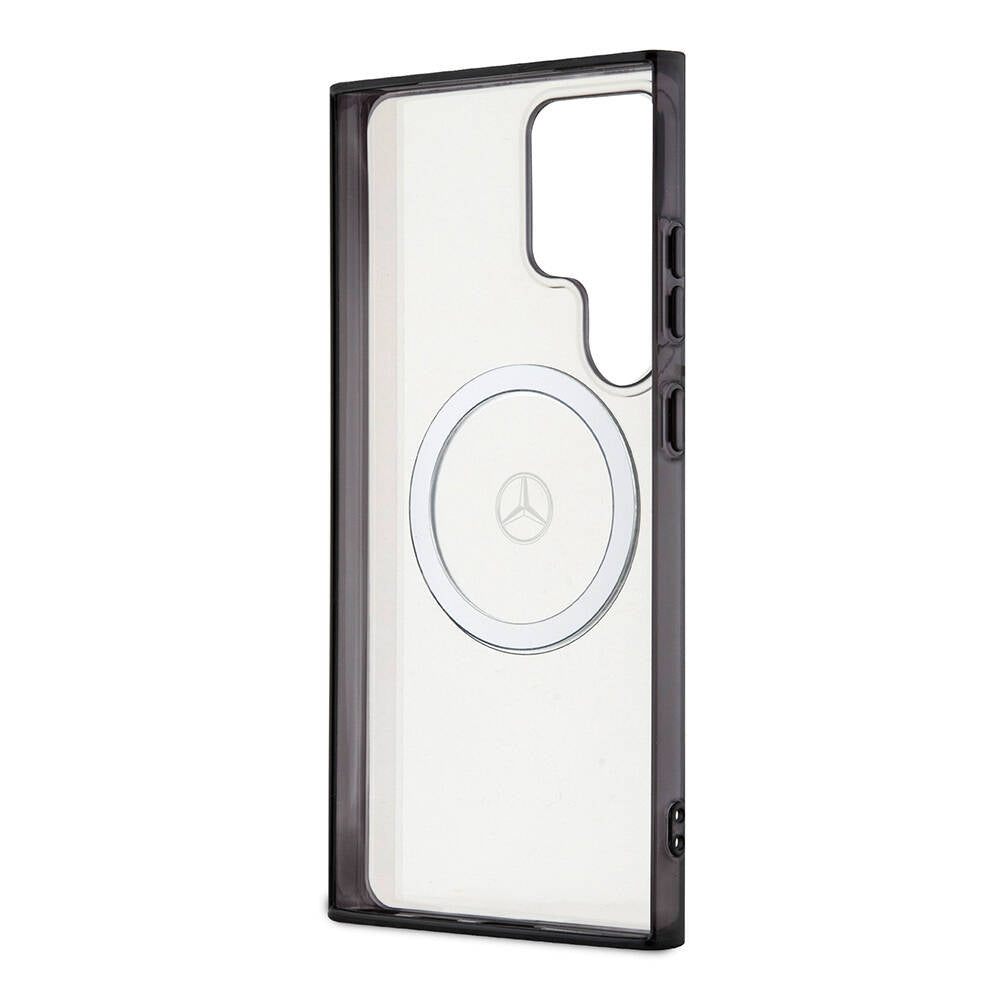 Galaxy S24 Ultra Kılıf Mercedes Benz Orjinal Lisanslı Magsafe Şarj Özellikli PC TPU Transparan Black Ring Kapak Renksiz