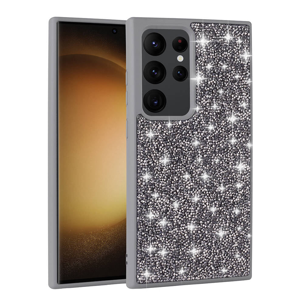 Galaxy S24 Ultra Kılıf Parlak Taşlı Tasarım Zore Pırlanta Kapak Beyaz