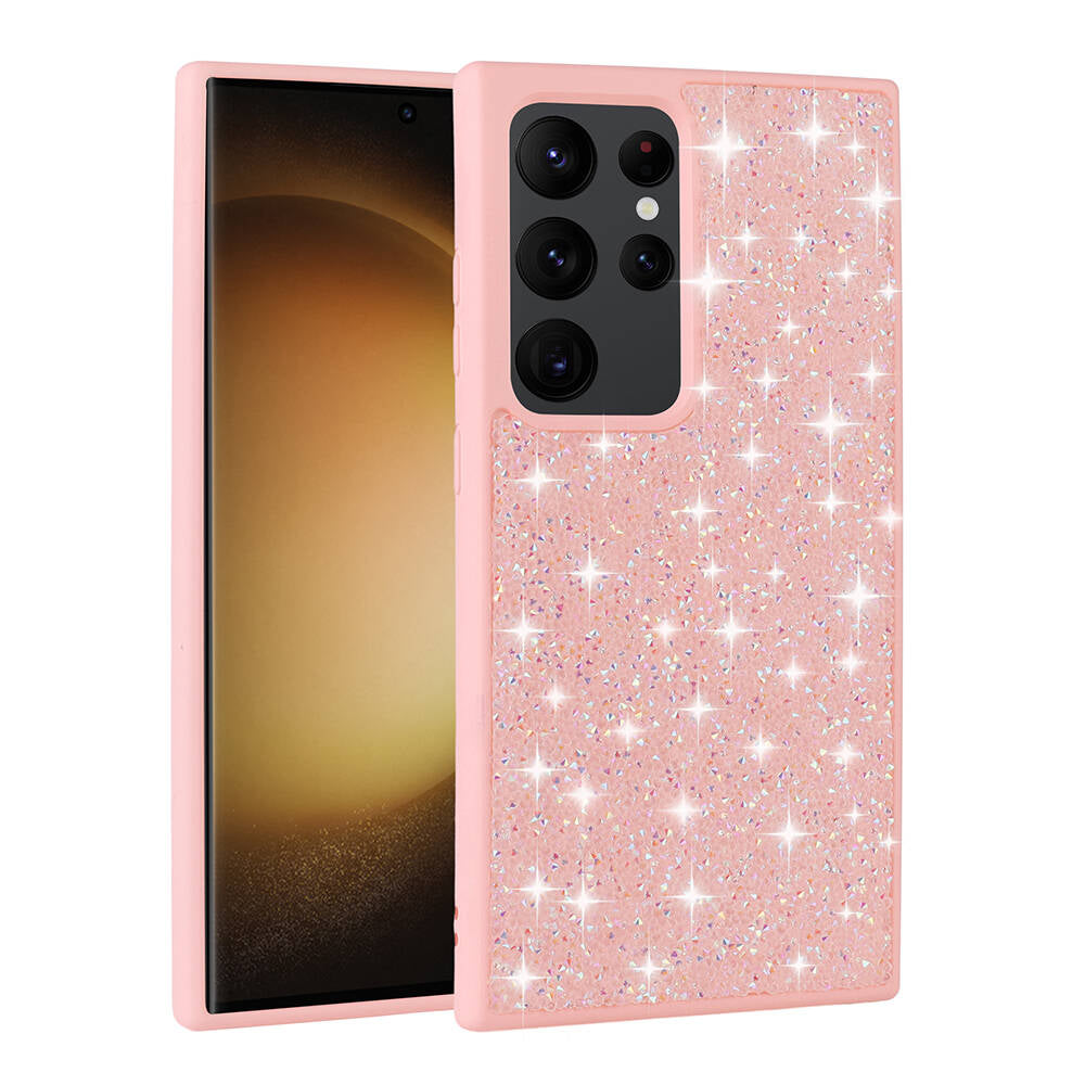 Galaxy S24 Ultra Kılıf Parlak Taşlı Tasarım Zore Pırlanta Kapak Pembe