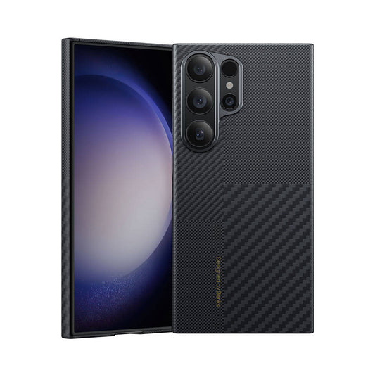 Galaxy S24 Ultra Magsafe Şarj Özellikli Karbon Fiber Benks Montage ArmorAir Kevlar Kapak Siyah