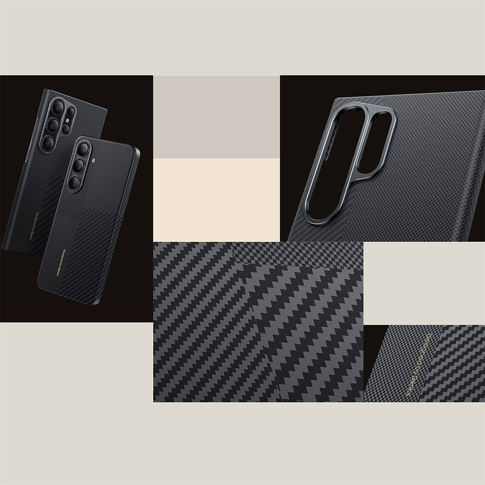 Galaxy S24 Ultra Magsafe Şarj Özellikli Karbon Fiber Benks Montage ArmorAir Kevlar Kapak Siyah