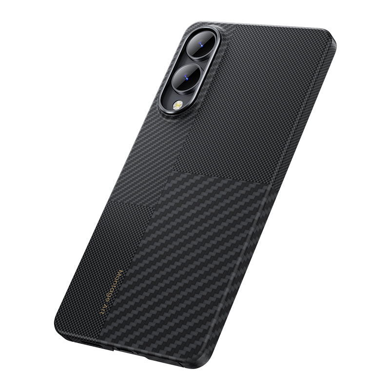 Galaxy S25 Edge Kılıf M-safe Şarj Özellikli Karbon Fiber Benks Montage ArmorAir Kevlar Kapak Siyah