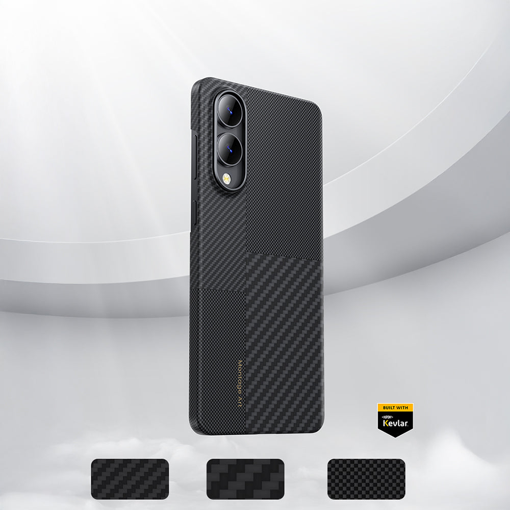 Galaxy S25 Edge Kılıf M-safe Şarj Özellikli Karbon Fiber Benks Montage ArmorAir Kevlar Kapak Siyah