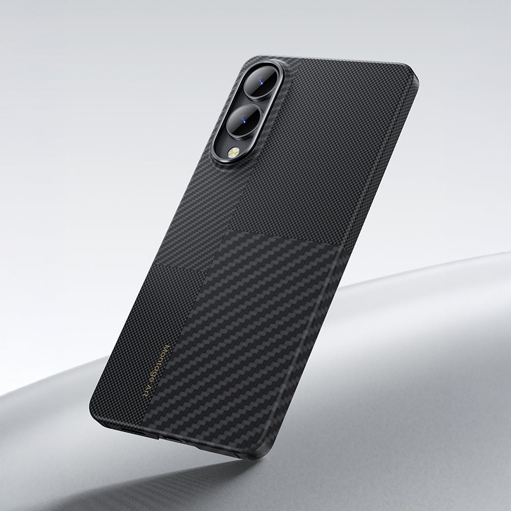 Galaxy S25 Edge Kılıf M-safe Şarj Özellikli Karbon Fiber Benks Montage ArmorAir Kevlar Kapak Siyah