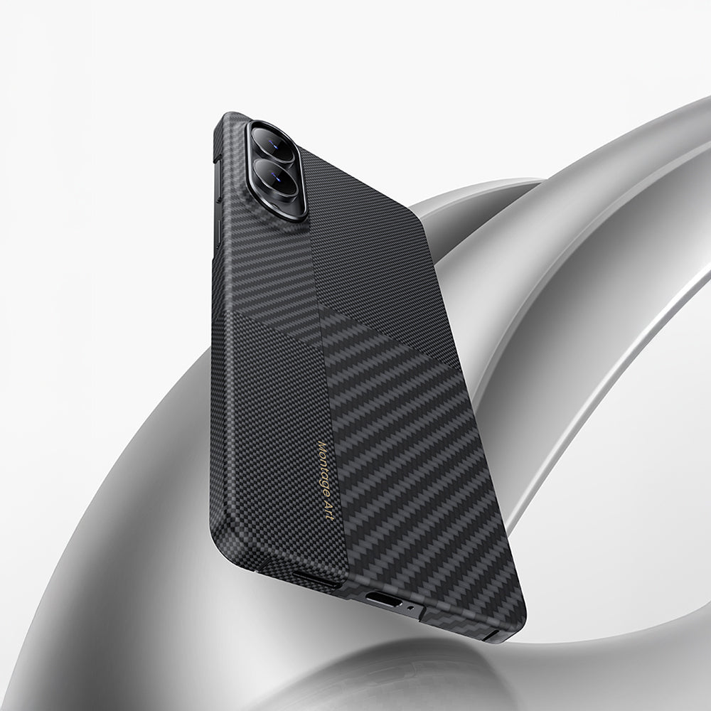 Galaxy S25 Edge Kılıf M-safe Şarj Özellikli Karbon Fiber Benks Montage ArmorAir Kevlar Kapak Siyah