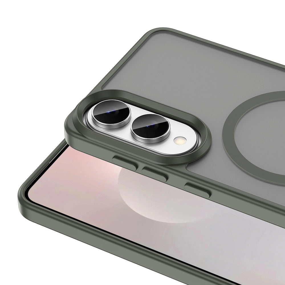 Galaxy S25 Edge Kılıf M-safe Şarj Özellikli Mat Arka Yüzey Zore Sio Kapak Koyu Yeşil