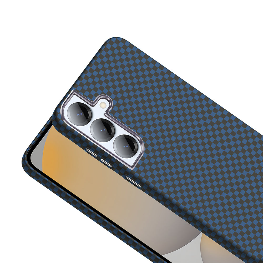 Galaxy S25 Kılıf M-safe Şarj Özellikli Karbon Fiber Görünümlü Zore Gros Kapak Gri-Siyah