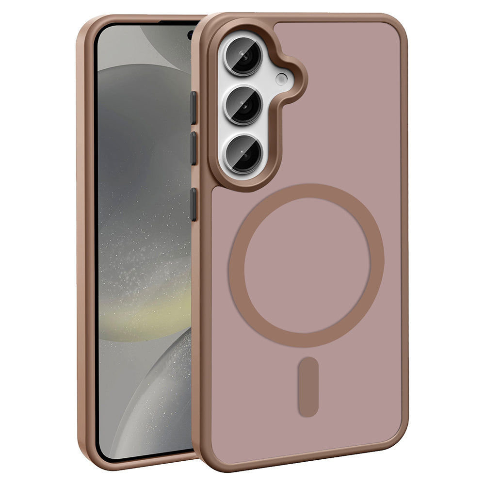 Galaxy S25 Kılıf M-safe Şarj Özellikli Mat Arka Yüzey Zore Sio Kapak Bej