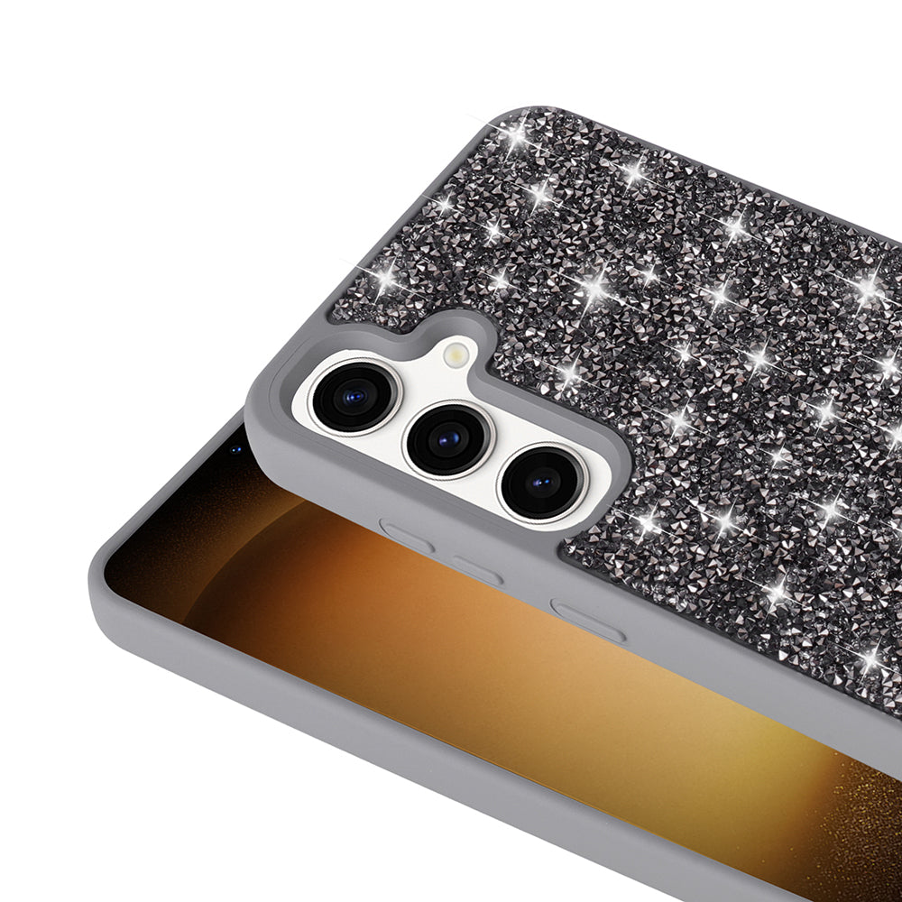 Galaxy S25 Kılıf Parlak Taşlı Tasarım Zore Pırlanta Kapak Beyaz