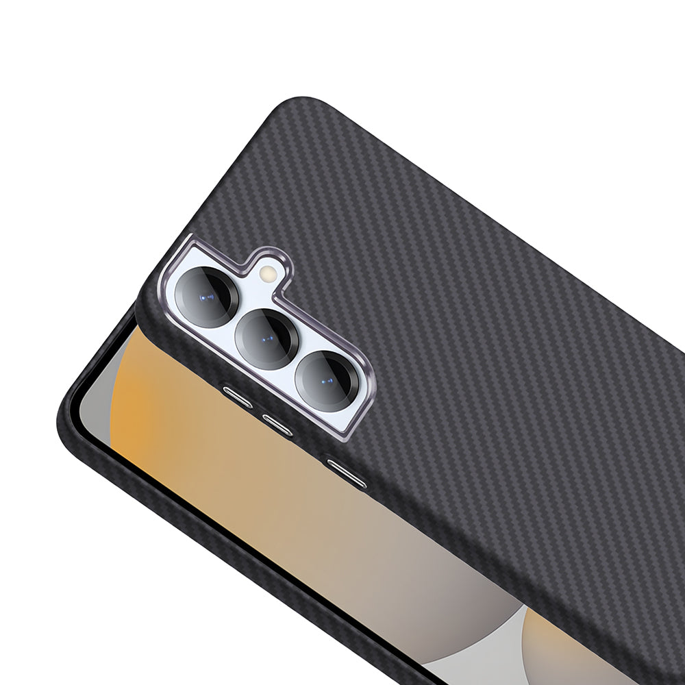 Galaxy S25 Plus Kılıf M-safe Şarj Özellikli Karbon Fiber Görünümlü Zore Gros Kapak Gold-Siyah