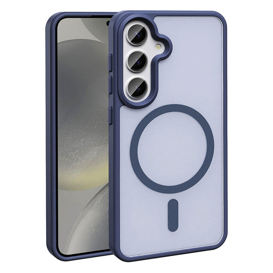 Galaxy S25 Plus Kılıf M-safe Şarj Özellikli Mat Arka Yüzey Zore Sio Kapak Lacivert