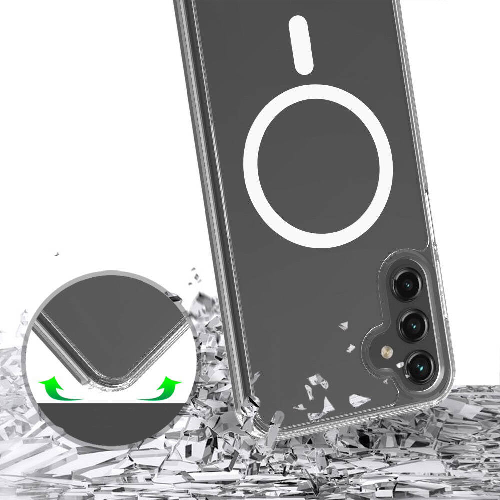 Galaxy S25 Plus Kılıf M-safe Şarj Özellikli Şeffaf Sert PC Zore Embos Kapak Şeffaf