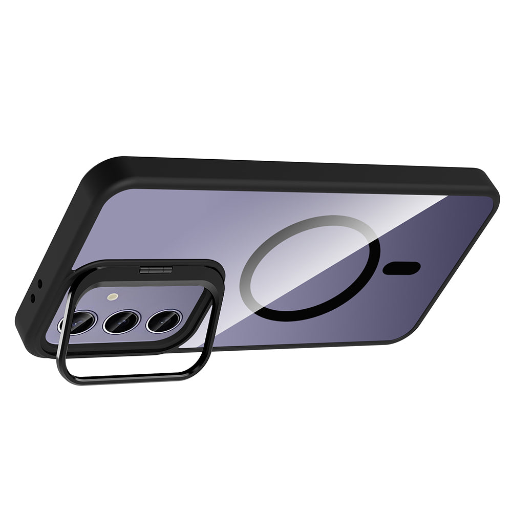 Galaxy S25 Plus Kılıf Standlı ve Kamera Lens Hediyeli M-Safe Şarj Özellikli Zore Etro Kapak Desert Titanyum