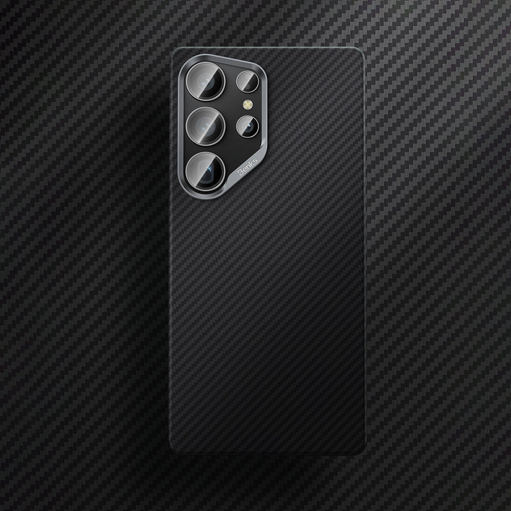 Galaxy S25 Ultra Kılıf Benks Magsafe Şarj Özellikli Magnetik ArmorAir 600D Kevlar Fiber Kapak Siyah