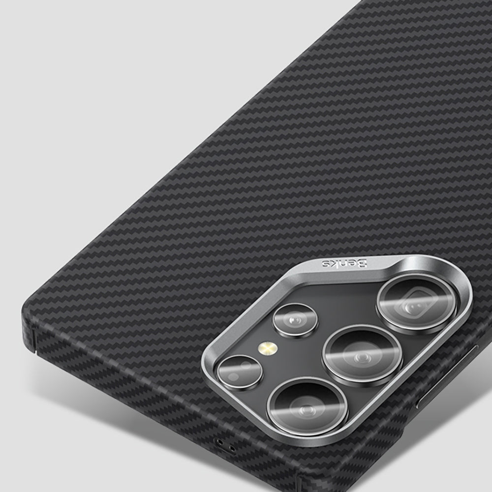 Galaxy S25 Ultra Kılıf Benks Magsafe Şarj Özellikli Magnetik ArmorAir 600D Kevlar Fiber Kapak Siyah