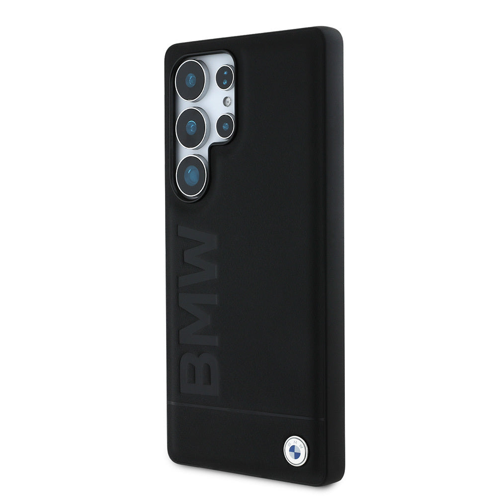 Galaxy S25 Ultra Kılıf BMW Orjinal Lisanslı M-safe Şarj Özellikli Sıcak Damga Logolu Deri Kapak Siyah