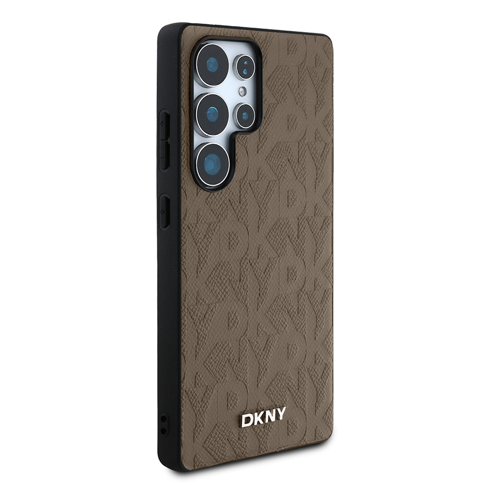 Galaxy S25 Ultra Kılıf DKNY Orjinal Lisanslı Magnetik PU Deri Grid Pattern Kapak Siyah
